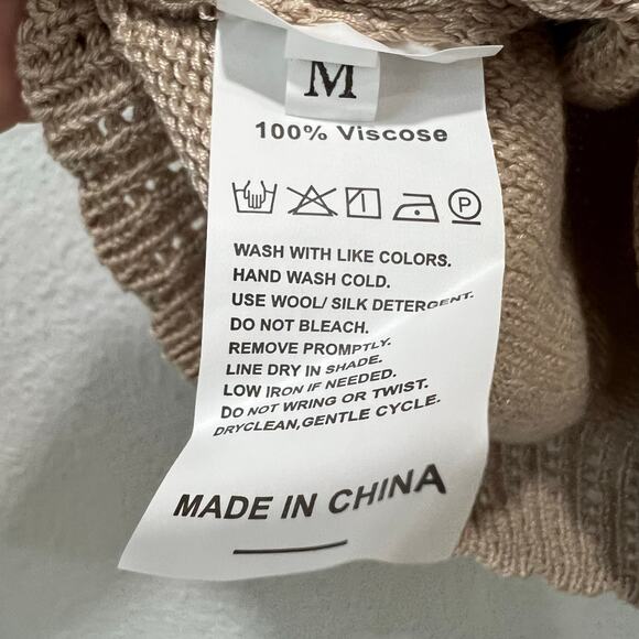 Knitted Crochet Tank Top - Beige Y2K Layering Piece Size Medium - Picture 6 of 7